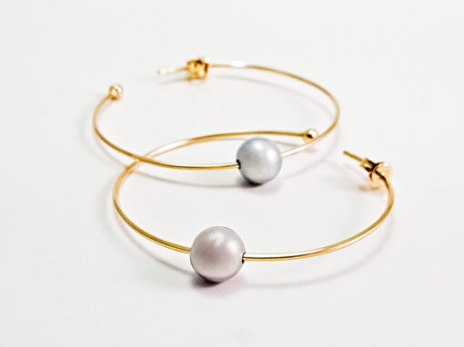 Gold Hoop Earrings with Pearl