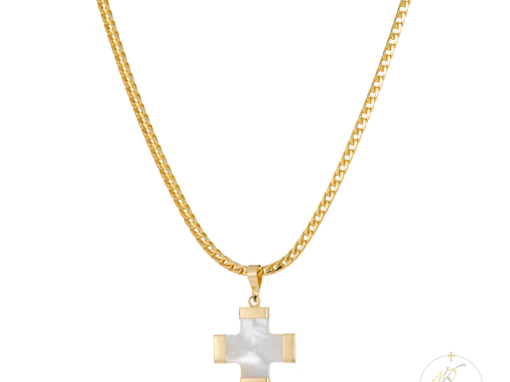 14K Gold Cross MOP 925 chain
