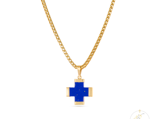 14K Gold & Lapis Cross
