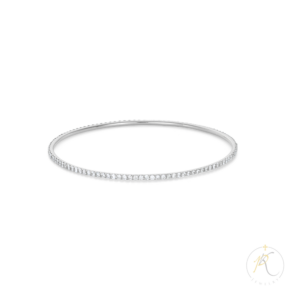 14K White Gold Bangle with Diamonds