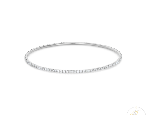 14K White Gold Bangle with Diamonds