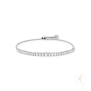 14K White Gold Semi Eternity Chain Bolo & Diamond Design Bracelet