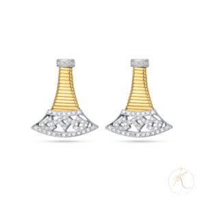18K Earrings Yellow, White Gold & Diamonds - Italian Design