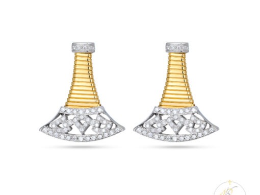 18K Earrings Yellow, White Gold & Diamonds – Italian Design