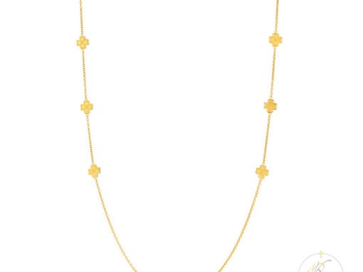 18K Long Gold Necklace-3DFlower