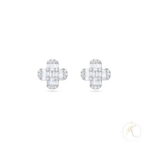18K White Gold & Diamond Earrings - Illusion