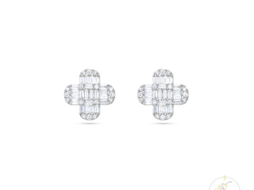 18K White Gold & Diamond Earrings – Illusion