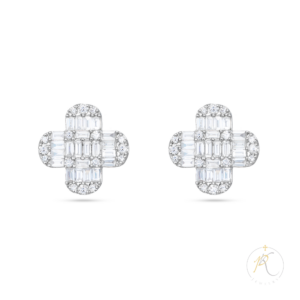 18K White Gold & Diamond Earrings - Illusion