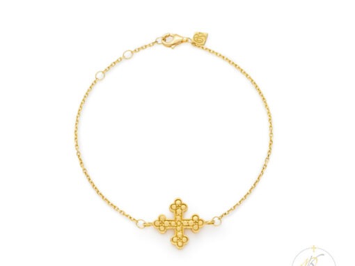 18K Yellow Gold Bracelet & Cross – adjustable