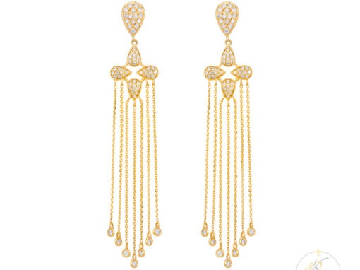 18K Yellow Gold & Diamond Earrings – Tassel & Dangle