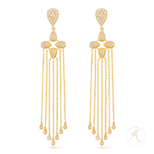 18K Yellow Gold & Diamond Earrings - Tassel & Dangle